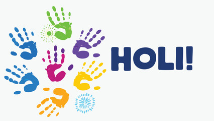 Fototapeta premium Vibrant holi festival artwork with colorful handprints and text