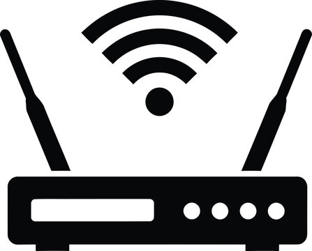 Black icon of a wifi router with signal waves