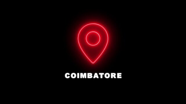 Interactive Coimbatore City or Country Map Navigation. Locating Points of Interest with Digital Technology. Name of the place with the location has been displayed. 4K video
