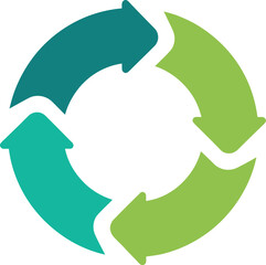 Green recycling symbol with arrows in circular motion