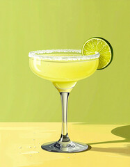 Yellow margarita cocktail illustration
黄色いマルガリータカクテルのイラスト