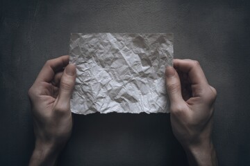 Minimalist Design with Hands Holding Crumpled Paper