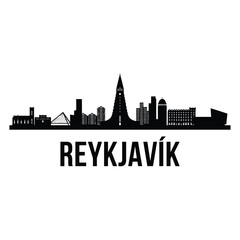 Naklejka premium Silhouette of reykjavik skyline with the city s name displayed below