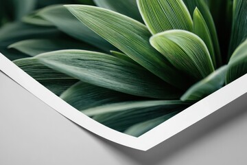 Green Leaves Emerging from Paper for Print Background