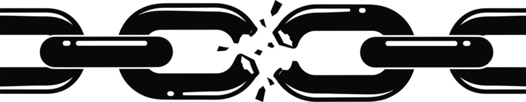 A broken chain link on a symbolizing freedom or disruption