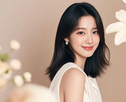 여자 뷰티 포트레이트 꽃 계절 / Female Beauty Portrait Flower Seasonal