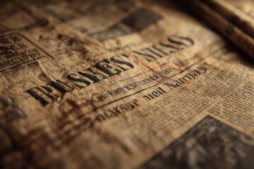 Vintage Business Themed Background with Crinkled Newspaper