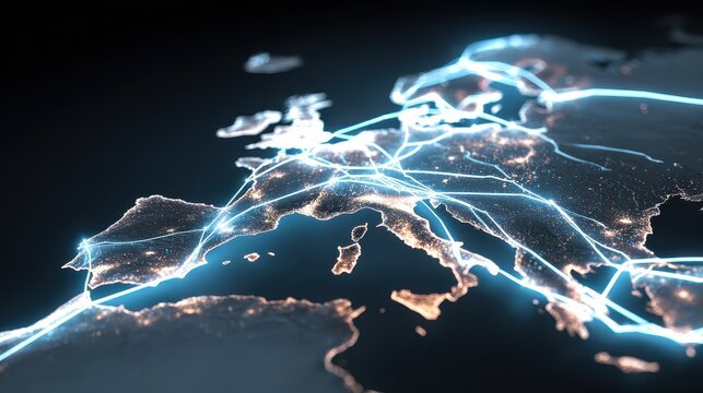 Digital map with delivery routes, symbolizing efficient e-commerce logistics.