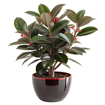 Set of various houseplants including palms and foliage plants for home interior decoration.