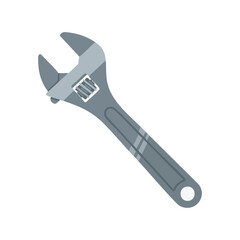 Obraz premium Adjustable Wrench Tool Flat Icon. Gray Monkey Spanner Isolated Illustration for Repair, Maintenance, Plumbing, and Engineering Services Logo Design.