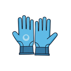 Obraz premium Pair of Blue Safety Work Gloves Icon. PPE Industrial Hand Protection Vector Illustration in Filled Outline Style.