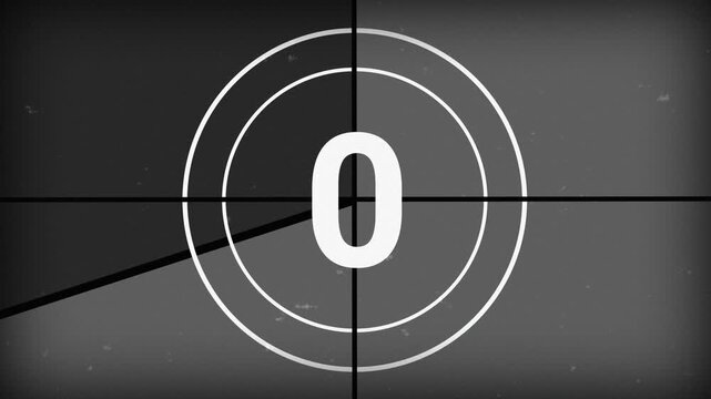 Old Film Countdown from 5 to 0 number. 4K Video