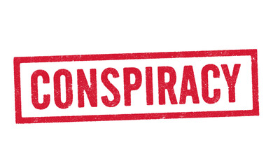 Vector illustration of the word Conspiracy in red ink stamp