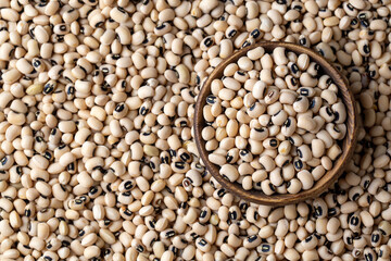 Black-eyed Beans texture background. Cowpea beans. Dried legumes.
