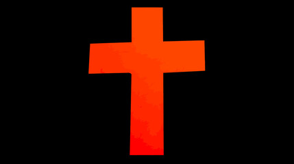 Obraz premium Vibrant orange cross symbol on a dark black background. A powerful graphic representing faith, spirituality, religion, and hope.