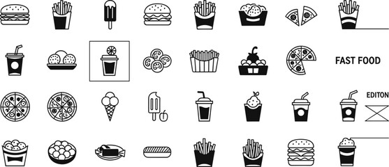 Black and white fast food restaurant menu