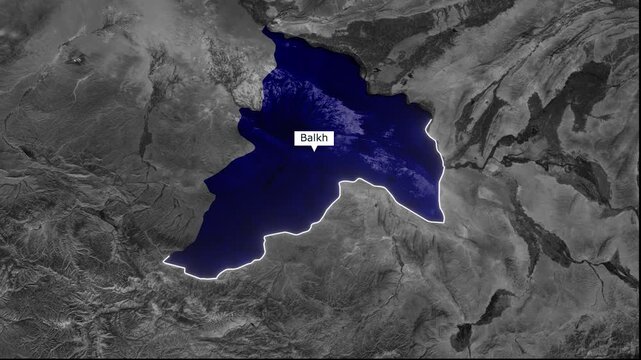 Balkh Afghanistan Province Satellite Map With Highlighted Border Region Animation