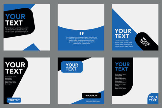 Editable modern minimal square banner templates. Blue, black and white background color. Suitable for social media post and web internet ads with photo college.