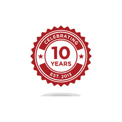 Celebrating 10 Years Est 2013 Anniversary Badge Design.