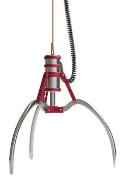 Claw machine catching a figurine. Personnel selection concept. 3d illustration.