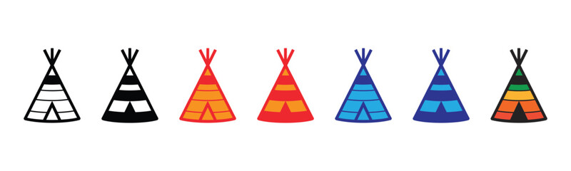 Vector illustration icon colorful teepees in different patterns and hues © Bar