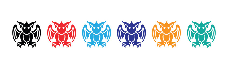 Obraz premium Vector illustration icon colorful owl icons in black, red, cyan, blue, orange, and green