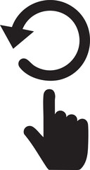 Obraz premium Black circular arrow above pointing hand cursor on white background refresh symbol