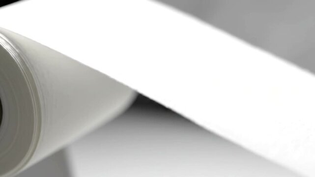 Close-up of a roll of white paper unspooling.