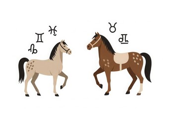 Fototapeta premium Flat illustration of horse, symbolizing energy, freedom, and enthusiasm.