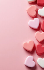 Fototapeta premium Valentine Heart Candy Background with Copy Space