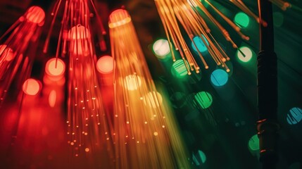 Least privilege access concept. A vibrant display of colorful lights and fibers creates a mesmerizing and dynamic atmosphere, showcasing a blend of red, green, and blue hues.