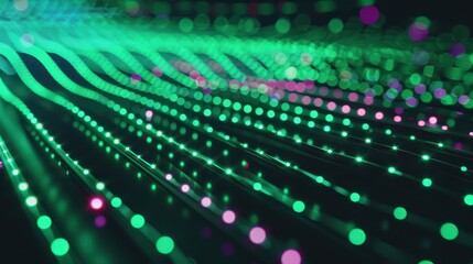 Least privilege access concept. A vibrant abstract image featuring flowing green and purple light patterns against a dark background, creating a dynamic visual effect.