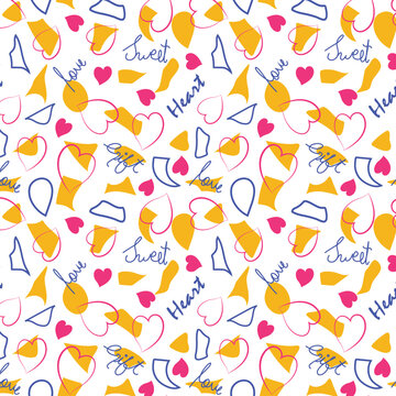 Sweet Heart Doodles seamless vector pattern