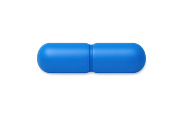 Blue capsule pill on a transparent background, symbolizing medicine, drug, healthcare, and medical concepts