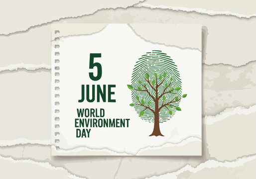 World Environment Day. Fingerprint Tree. June 5. Eco Concept.