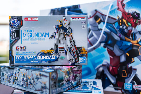 Bangkok, Thailand - January 29, 2026: A box of Gunpla, plastic model kits from Gundam.