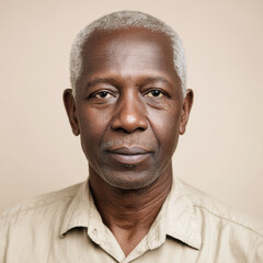 Obraz premium Portrait of a calm Rwandan elderly man with a serene expression