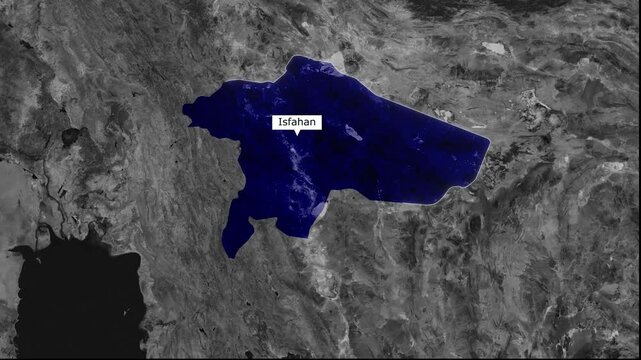 Satellite View of Isfahan: An awe-inspiring aerial perspective of Isfahan's unique geographical features. Revealing the interplay of land. Illustrating its place in the world.