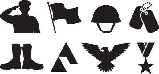 Military Icons Collection for Veterans Day Celebration