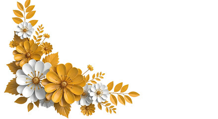 Obraz premium Golden and White Floral Corner Decoration