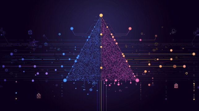 A clean and technical illustration representing SVM algorithms used in machine learning classification.