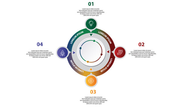 Collection of vector circle chart infographic templates for presentations, advertising, layouts, annual reports. 5 options, steps, parts	