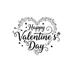 Happy Valentine's Day lettering heart frame.