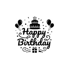  Happy Birthday lettering with cake for festive cards.