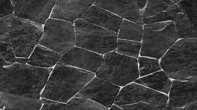 Dark Stone Wall Texture Background with High Contrast Rock Surface for Cinematic, Industrial and Architectural Visuals