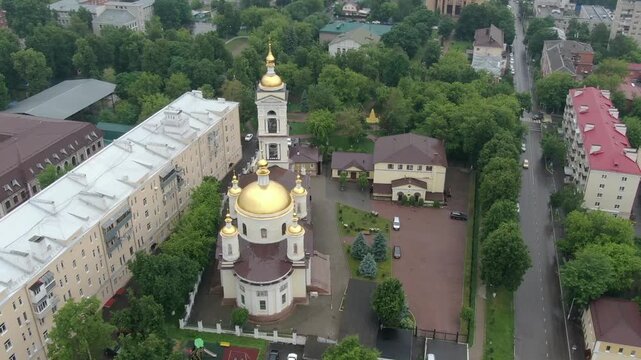 Drone orbit above Trinity Cathedral complex