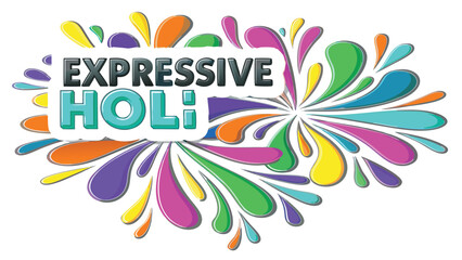 Obraz premium Vibrant expressive holi design with multicolored paint splashes on white background