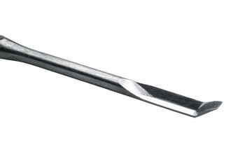 Close Up of a Metal Tuning Tool with a Beveled Edge on a Transparent Background. Cutout Element Digital Design Asset