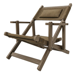 3d rendered vintage canvas director's chair with wooden frame for comfortable outdoor lounging transparent background