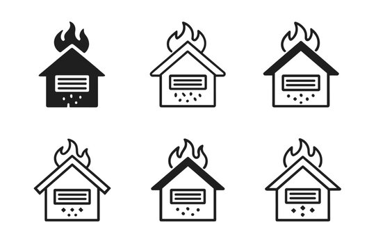 Extreme Weather Home Logos. Building homes that can withstand extreme weather conditions. Icon set. Set Logo of building homes that can withstand extreme